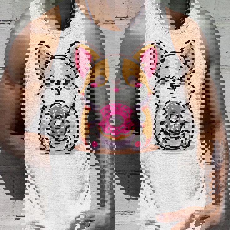 かわいいコーギーのドーナツを持つ漫画の犬愛好家アートキッズ。 タンクトップ 彼への贈り物