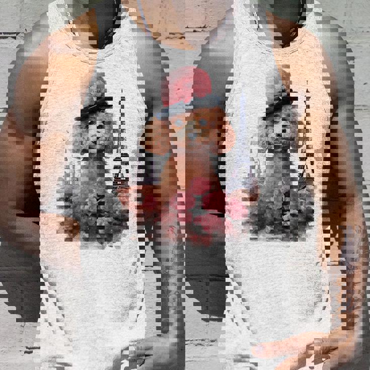 かわいいフレンチパリエッフェル塔トイプードル パリジャンプードル タンクトップ 彼への贈り物