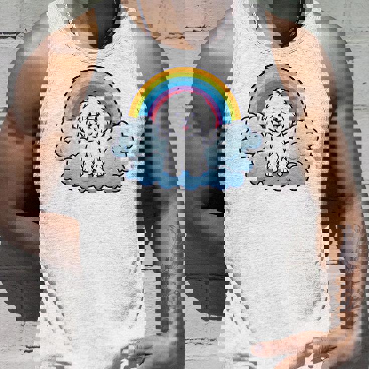 かわいいボロネーゼ犬 レインボークラウド カラフル カワイイ 子犬好き タンクトップ 彼への贈り物