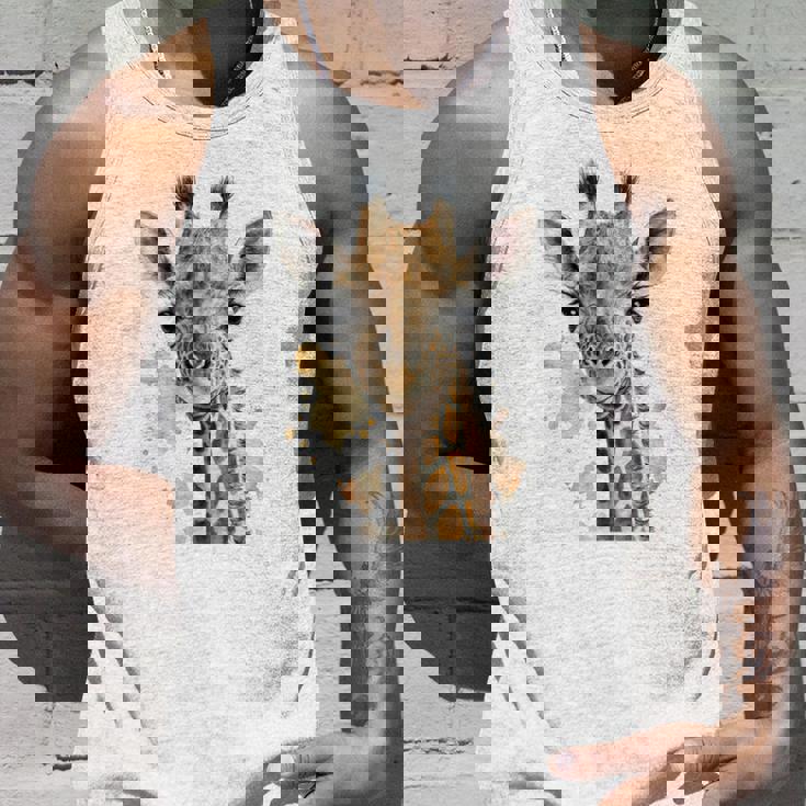 かわいい水彩画 キリン 赤ちゃん 美的 動物 アート 絵画 長袖tシャツ タンクトップ 彼への贈り物