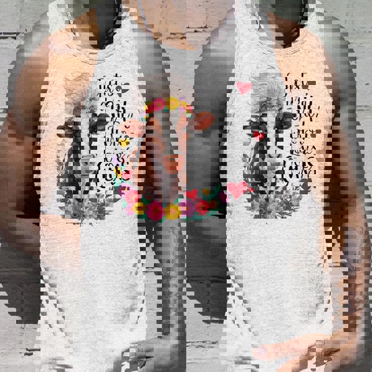 かわいい牛 ただの牛を愛する少女 長袖tシャツ タンクトップ 彼への贈り物