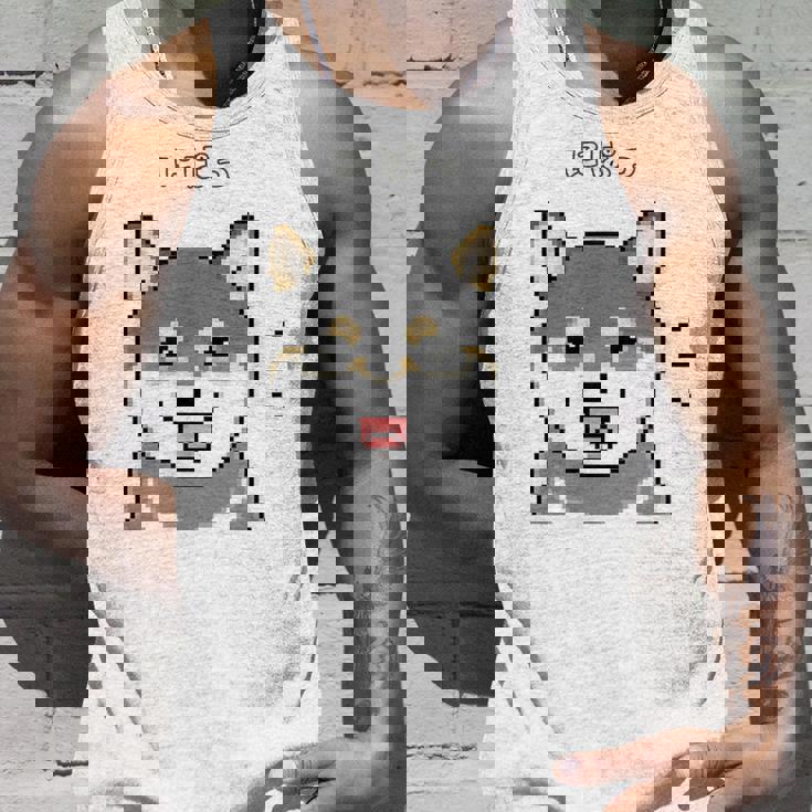 にぱっと笑う黒柴 柴犬のドット絵 タンクトップ 彼への贈り物