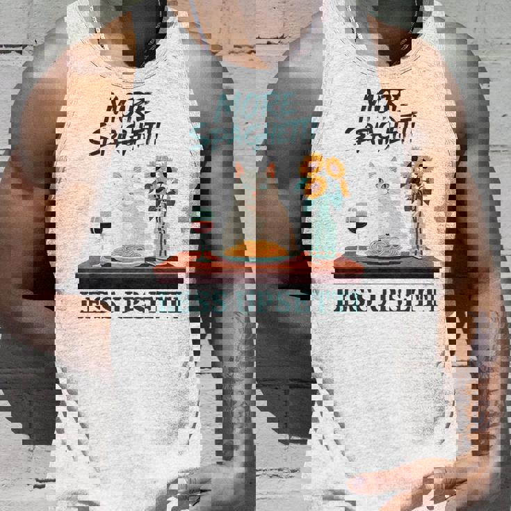 より多くのスパゲッティ、より少ないアップセッティ、イタリア料理 猫愛好家 タンクトップ 彼への贈り物