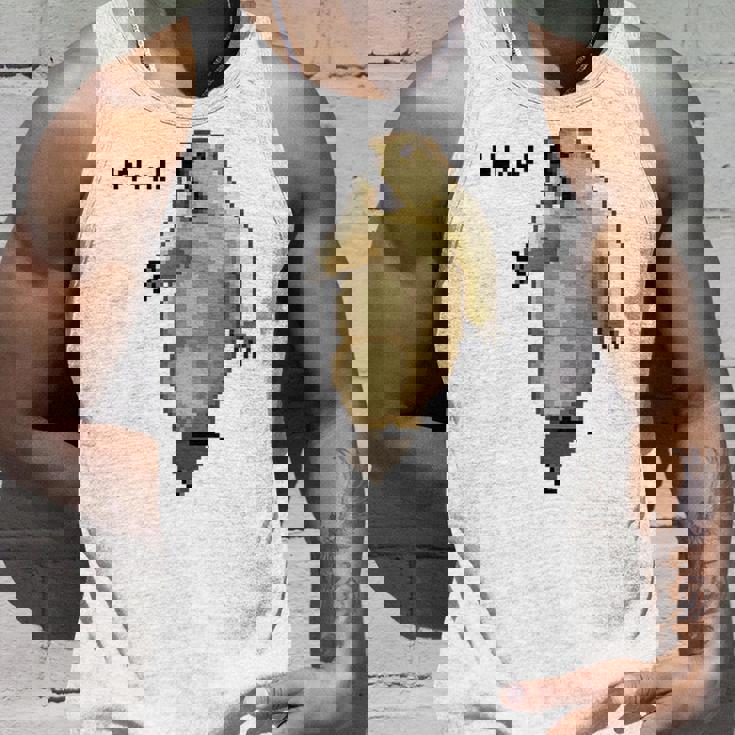 アニマルプリント 驚いたマーモット ドット絵 ピクセルアート 面白い 動物 ミーム タンクトップ 彼への贈り物