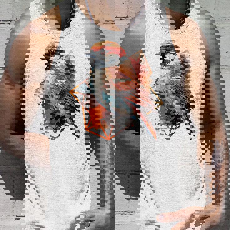 アメリカンツリー スズメ 鳥 幾何学模様 パッテンアート かわいい鳥 ロー タンクトップ 彼への贈り物