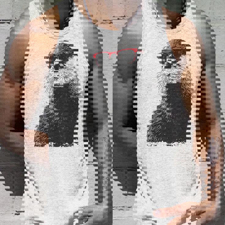 カワウソ アニマル柄 動物園 図面 イラスト 顔 カワウソ タンクトップ 彼への贈り物