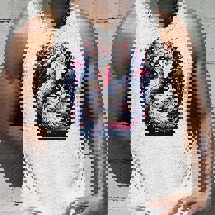 キツネ キツネ 桜 花 日本 九尾狐 長袖tシャツ タンクトップ 彼への贈り物