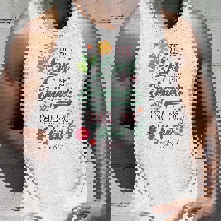 キリスト教聖書の詩 主は私の羊飼い 詩篇 23 花 タンクトップ 彼への贈り物