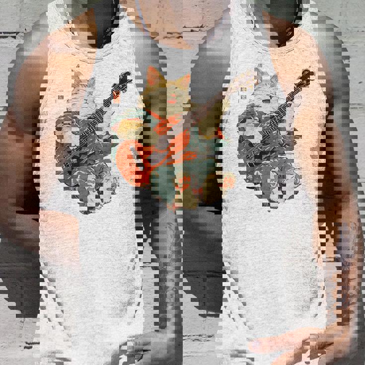 ギターを弾く日本の侍猫 忍者 浮世絵 アニメ タンクトップ 彼への贈り物