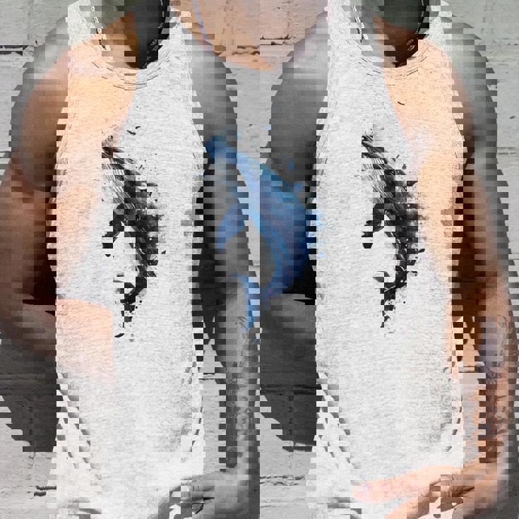 クジラ 水彩 海洋 動物 海の生物 青くじら デザイン タンクトップ 彼への贈り物