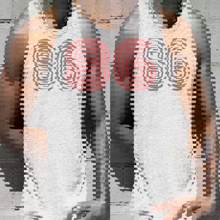 クールなレトロなレタリングジャージ、背番号86 1986 タンクトップ 彼への贈り物