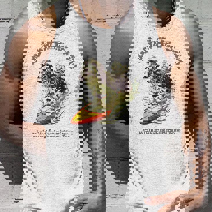 サーフィン 犬 ビアデッドコリー かわいい 面白い タンクトップ 彼への贈り物