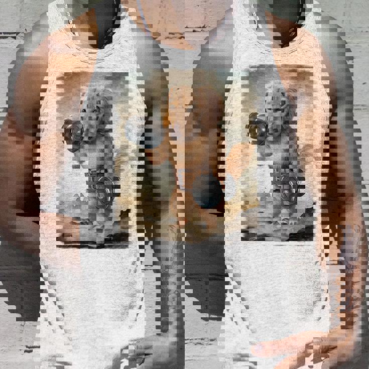 ダックスフンド 犬 筋トレ ウェイトリフティング ダンベル付き タンクトップ 彼への贈り物