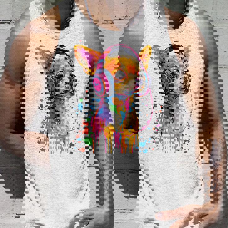 チワワの恋人 ポップアート ヘッドフォンを着て おもしろい チワワ 長袖tシャツ タンクトップ 彼への贈り物