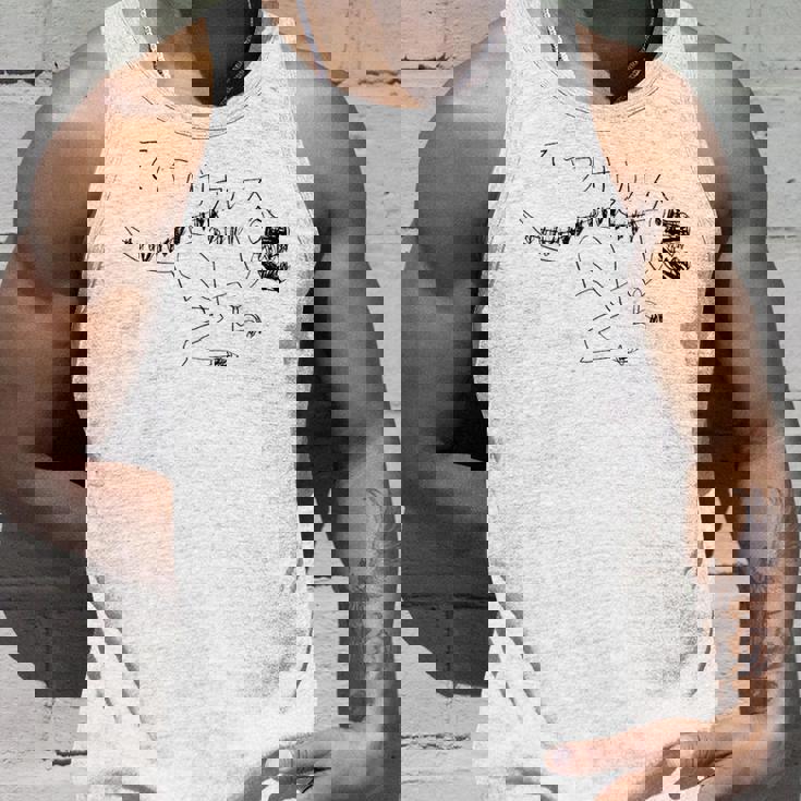 ティラノサウルス 黒線画 タンクトップ 彼への贈り物