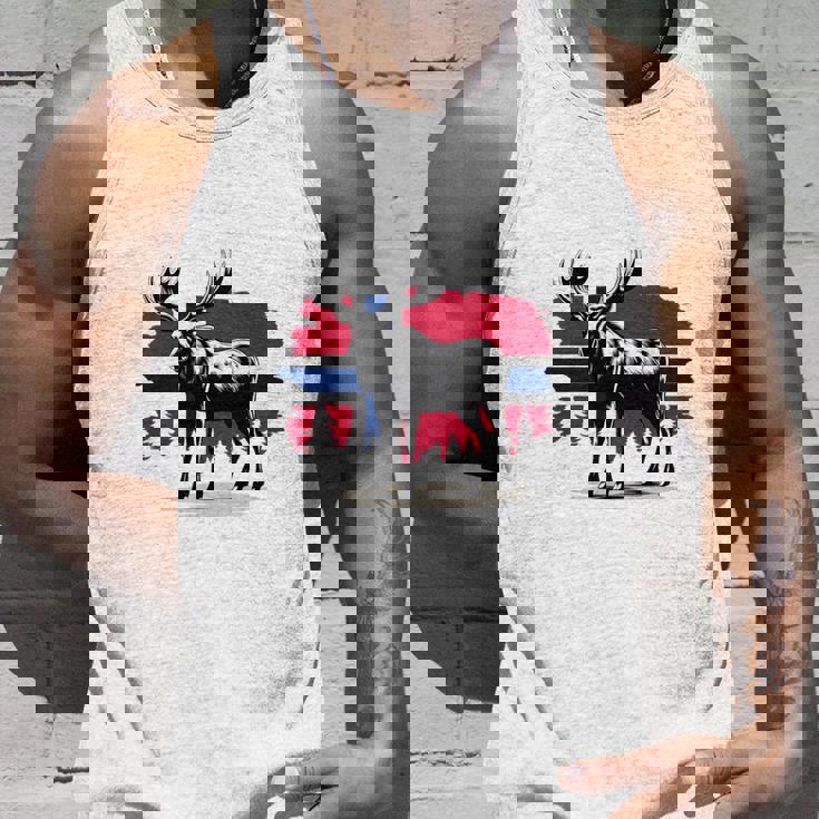 ノルウェー デザイン ヘラジカ ノルウェー国旗 自然 服装 北欧 長袖tシャツ タンクトップ 彼への贈り物