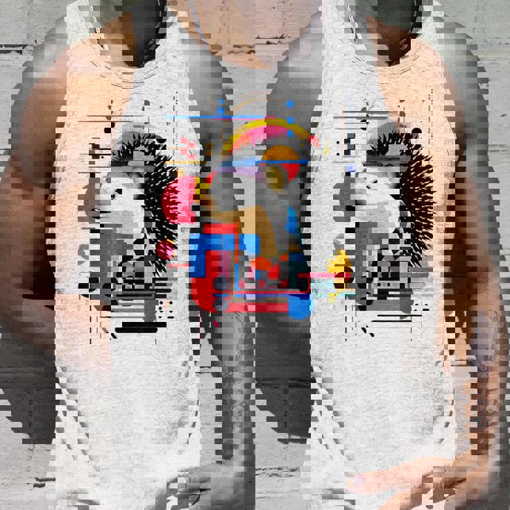 ハリネズミ アート 幾何学 動物 抽象 グラフィック ハリネズミ タンクトップ 彼への贈り物