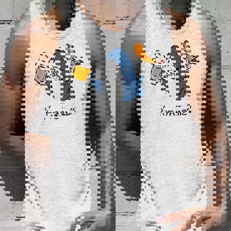 ビールとエビフライとサメ色付き タンクトップ 彼への贈り物