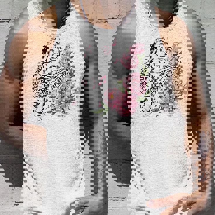 ピアノの鍵盤、音符、花 タンクトップ 彼への贈り物