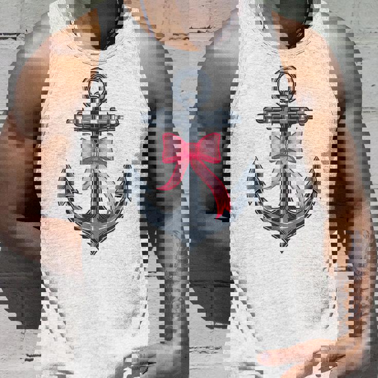 ピンクリボンボウコケット付きマリンアンカー。 タンクトップ 彼への贈り物