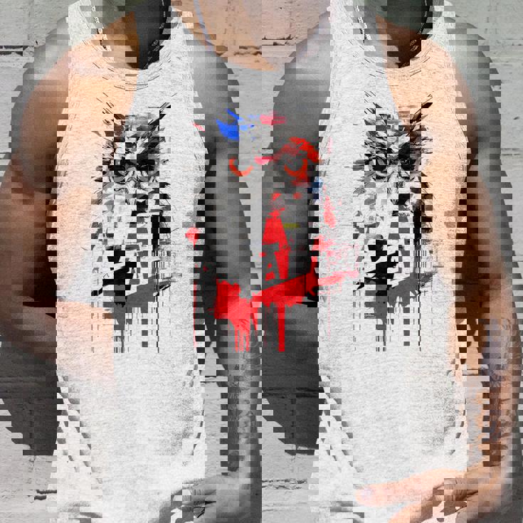 フクロウ アート 絵画 抽象 動物 描画 グラフィック フクロウ タンクトップ 彼への贈り物