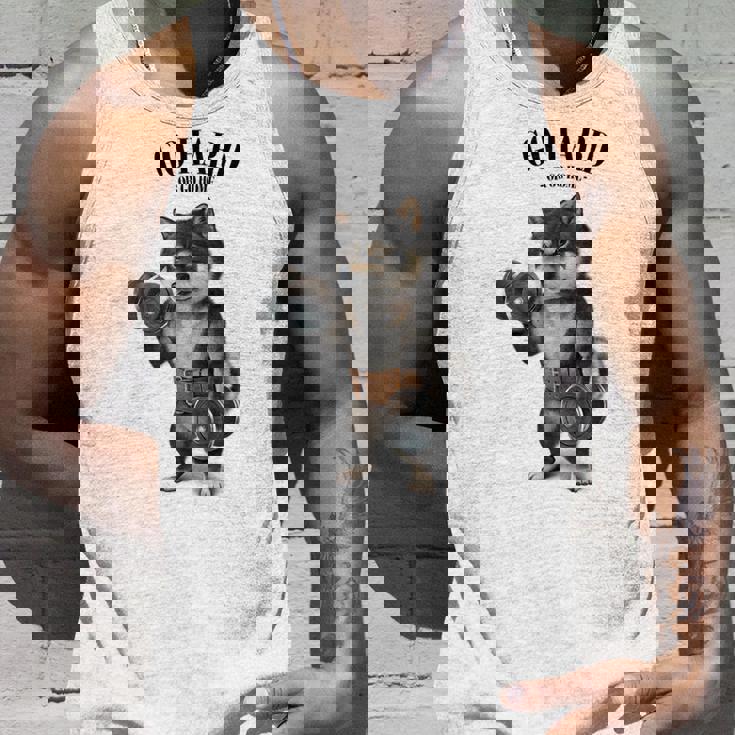 ブラック柴犬 筋トレ ダンベル付き フィットネスジム タンクトップ 彼への贈り物