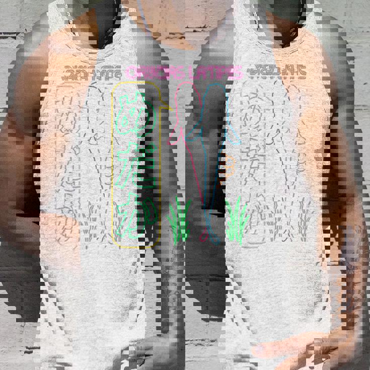 メダカ飼育者向け「めだかネオンデザイン」-バックプリント- タンクトップ 彼への贈り物