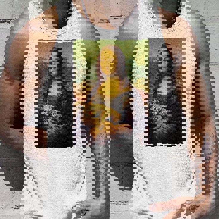 モナ・リザとオレンジ色の猫 面白いアートの絵 タンクトップ 彼への贈り物