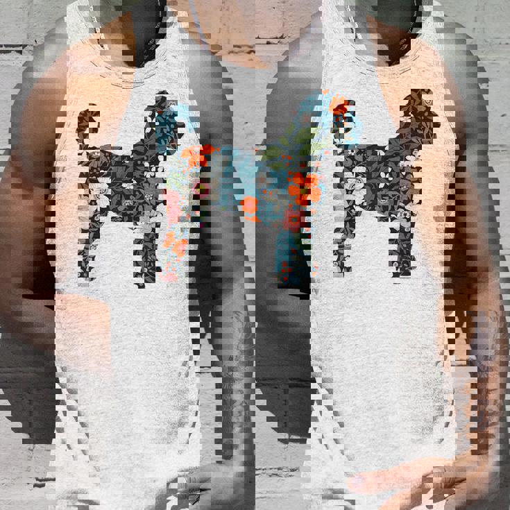 ラブラドゥードルやゴールデンドゥードルのママのためのフローラルドッグシルエット タンクトップ 彼への贈り物