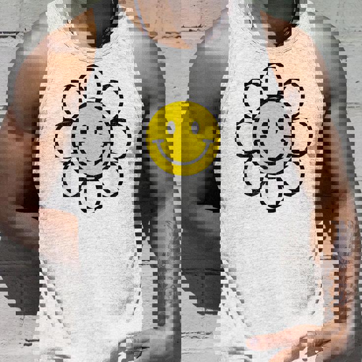 レトロ ヴィンテージ イエロー ハッピー スマイル スマイル フェイス デイジーフラワー タンクトップ 彼への贈り物