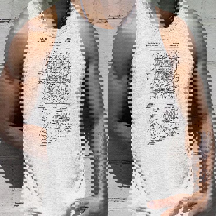 ヴィンテージエンジンブロックの青写真図–メンズカーグラフィック タンクトップ 彼への贈り物