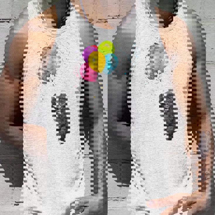 可愛い赤ちゃんのゴリラシルバーバックグラフィックバルーンアートワーク。 タンクトップ 彼への贈り物