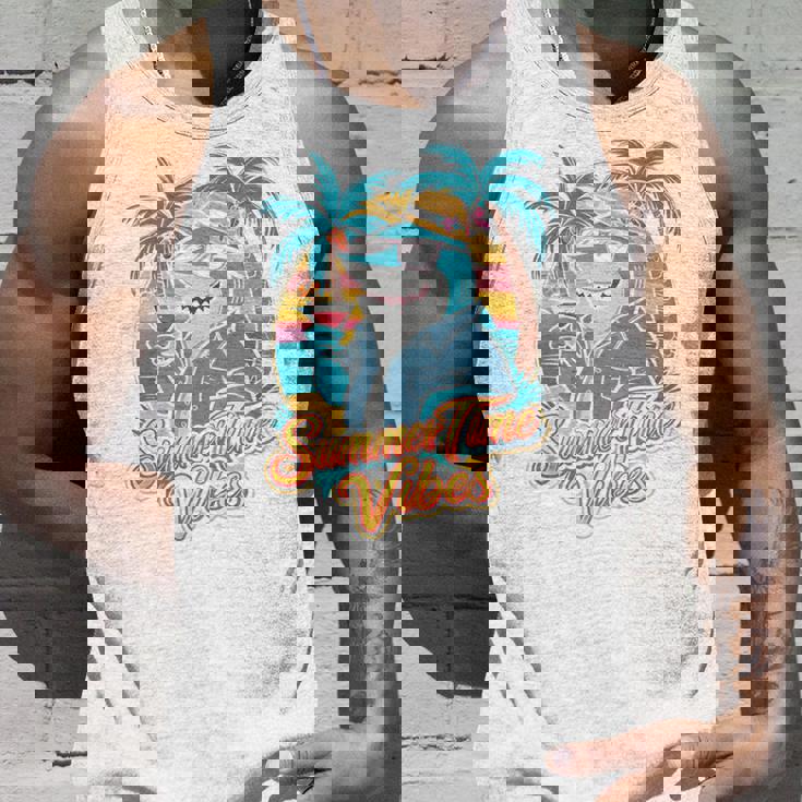 夏休み サメ ビーチ トロピカル サンセット ヤシの木 長袖tシャツ タンクトップ 彼への贈り物