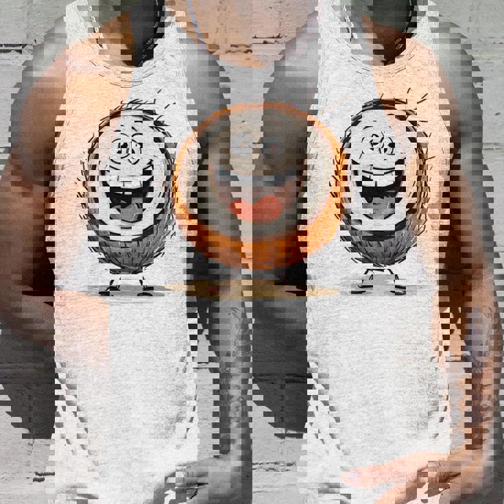 幸せな笑顔のココナッツの顔の漫画 長袖tシャツ タンクトップ 彼への贈り物