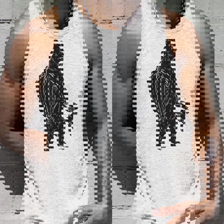 斧と盾を持った熊 中世の熊 バイキング タンクトップ 彼への贈り物