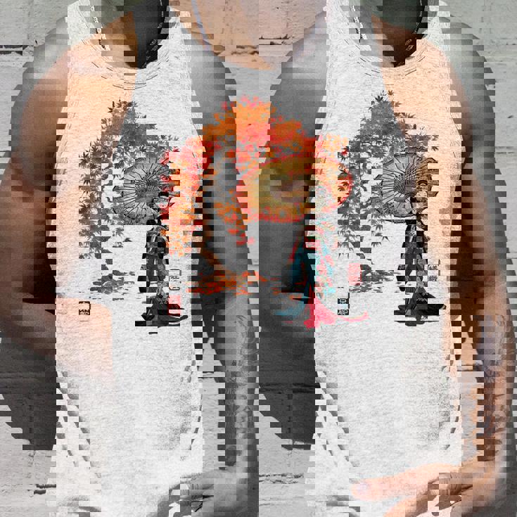 日本 浮世絵 京都 嵯峨 紅葉 和傘 美人 着物 タンクトップ 彼への贈り物