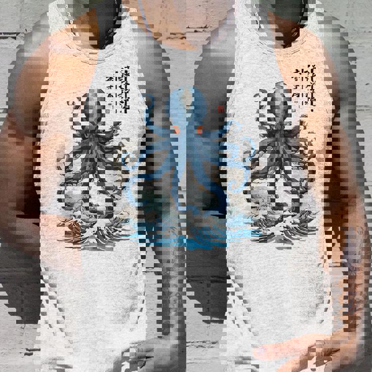 日本のタコ浮世絵 海の美 木版画 タンクトップ 彼への贈り物