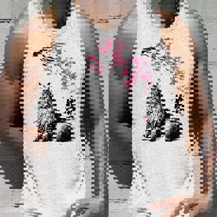 日本美術 メインクーン 猫 桜 桜 タンクトップ 彼への贈り物