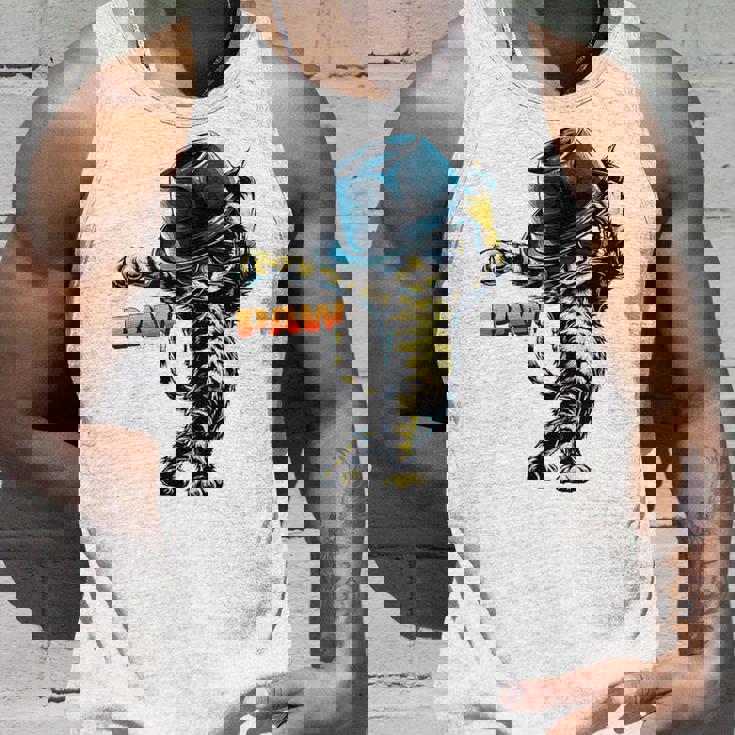 決めポーズの猫イラスト Pawの文字が光るダンス風デザイン タンクトップ 彼への贈り物