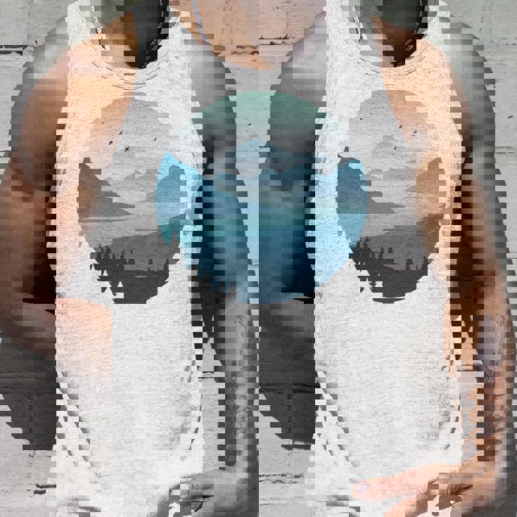 湖 森 風景 山 シルエット 長袖tシャツ タンクトップ 彼への贈り物