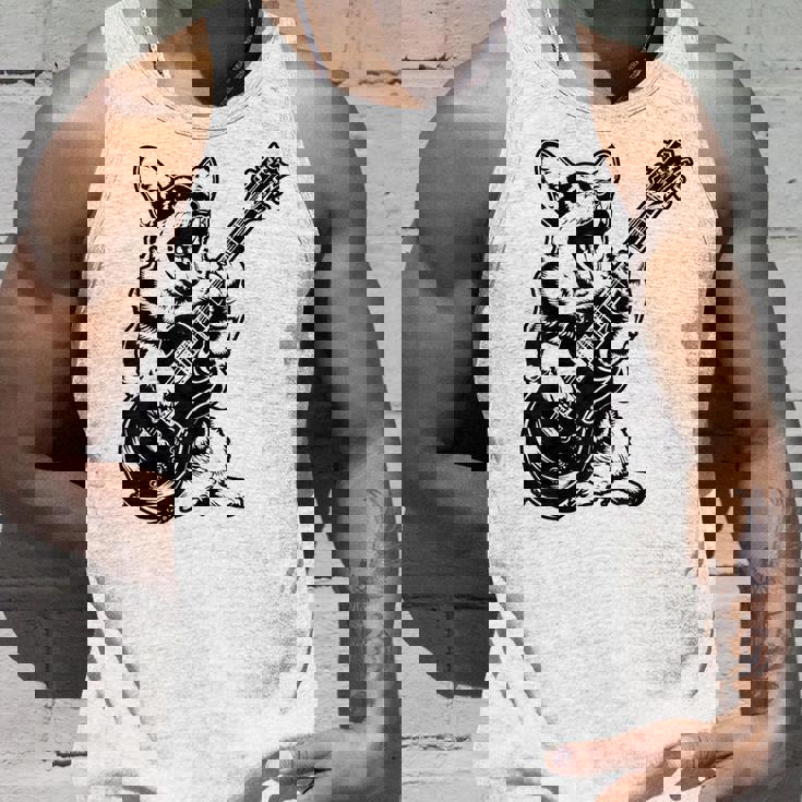 犬 ギタリスト ギター ペンブローク ウェールズ コーギー パパ ママ タンクトップ 彼への贈り物