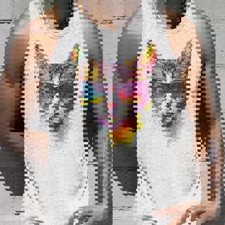 猫 動物 抽象 モチーフ サングラス イラスト アート ネコ タンクトップ 彼への贈り物