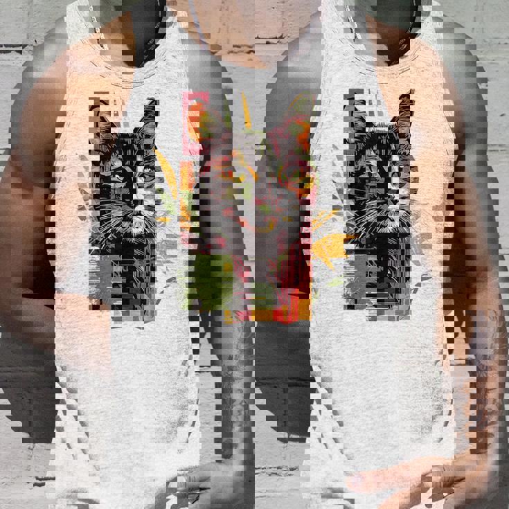 猫 抽象的 かわいい アート ポートレート 動物 恋人 グラフィック 猫 タンクトップ 彼への贈り物