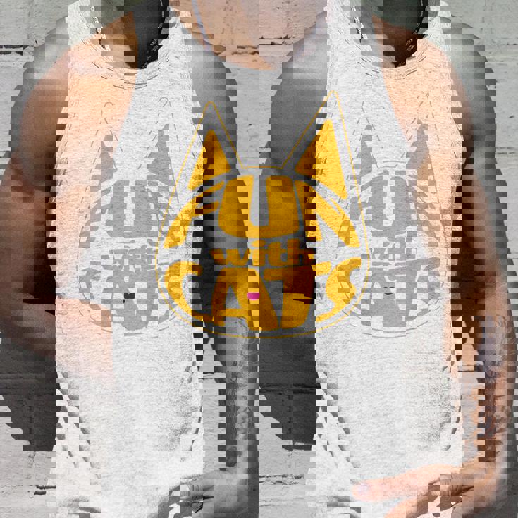 猫と一緒に楽しい！ バックプリント かわいい ねこ好き おもしろ タンクトップ 彼への贈り物