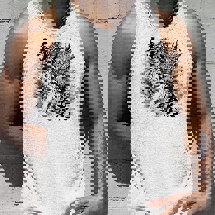 竜虎 墨絵 バックプリント タンクトップ 彼への贈り物
