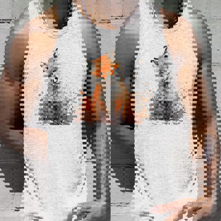 笑顔 水彩 キツネ 森林 動物 タンクトップ 彼への贈り物