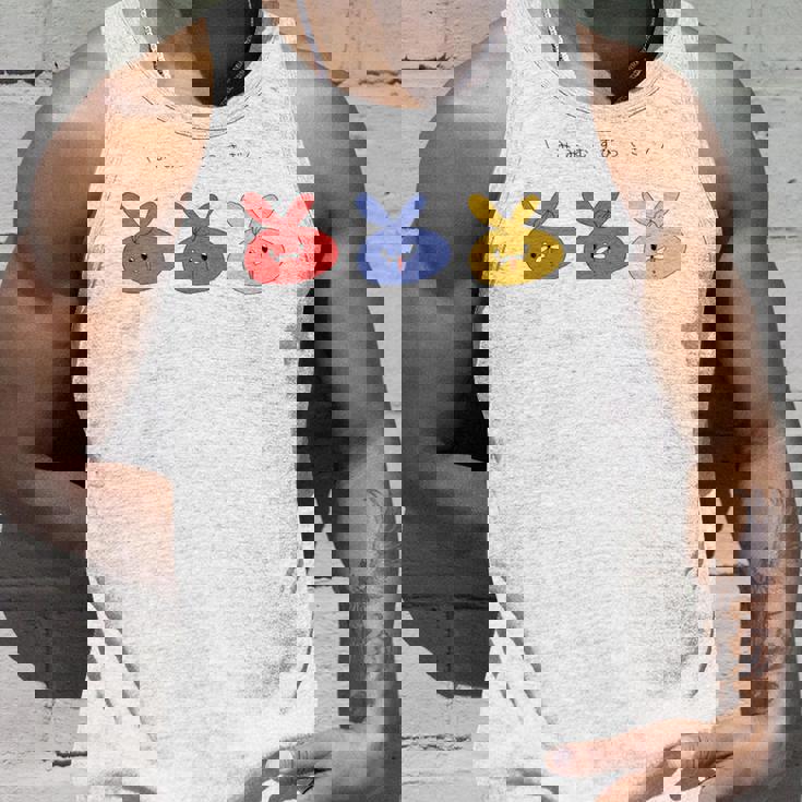 耳結びうさぎ 赤青黄 Cぽむこ かわいい うさぎ キャラクター 長袖tシャツ タンクトップ 彼への贈り物