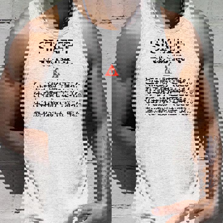 職場で使えるstaffではありませんユーモアグラフィック タンクトップ 彼への贈り物