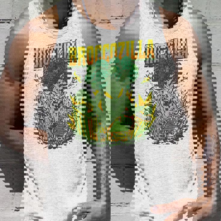 都市を攻撃する巨大なブロッコリーモンスター面白いブロッコリー タンクトップ 彼への贈り物