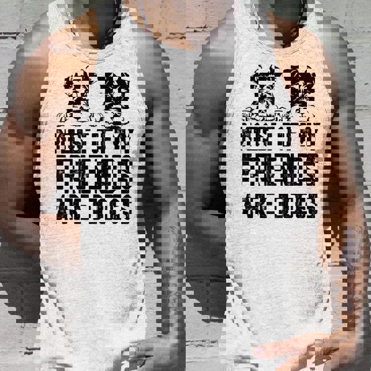 面白い 私の友達のほとんどは犬です ミニチュアシュナウザー タンクトップ 彼への贈り物